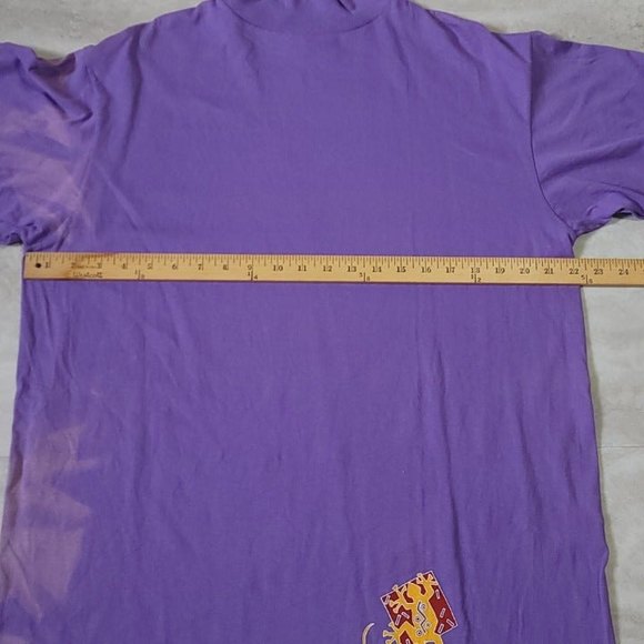 Vintage Lizard Graphic KK10 Purple Turtle Neck Faded T-Shirt One Size Fits All - Picture 10 of 12